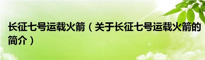 长征七号运载火箭（关于长征七号运载火箭的简介）