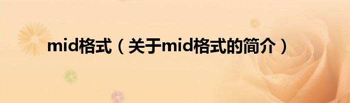 mid格式（关于mid格式的简介）