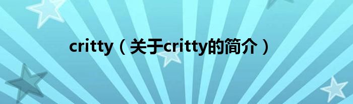 critty（关于critty的简介）