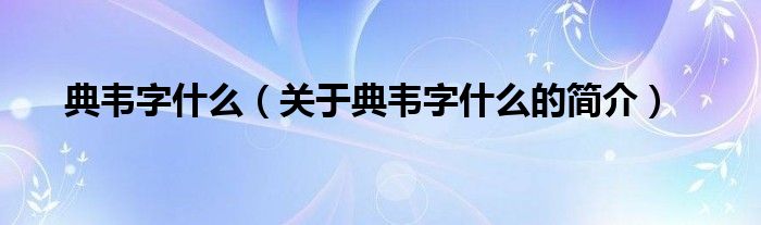 典韦字什么（关于典韦字什么的简介）