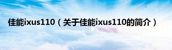 佳能ixus110（关于佳能ixus110的简介）