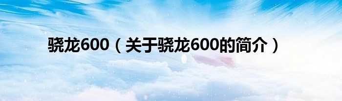 骁龙600（关于骁龙600的简介）