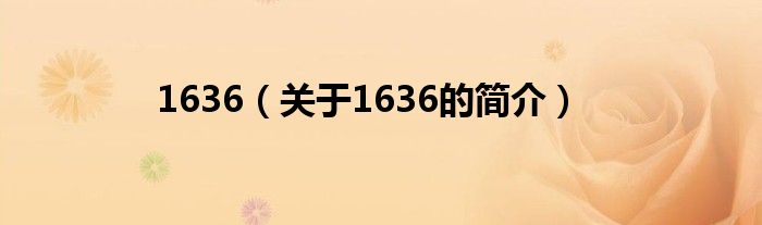 1636（关于1636的简介）