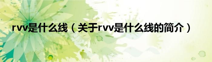 rvv是什么线（关于rvv是什么线的简介）