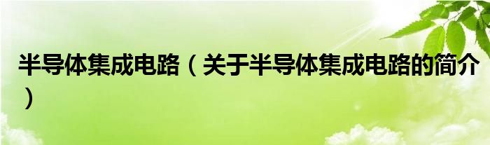 半导体集成电路（关于半导体集成电路的简介）