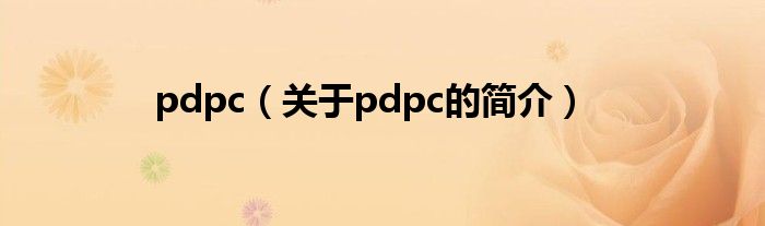 pdpc（关于pdpc的简介）