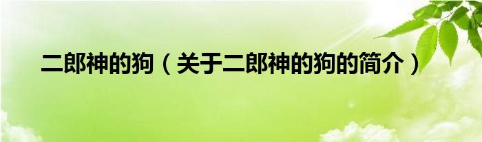 二郎神的狗（关于二郎神的狗的简介）