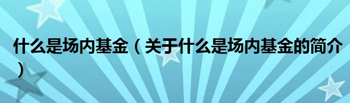 什么是场内基金（关于什么是场内基金的简介）