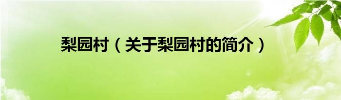 梨园村（关于梨园村的简介）