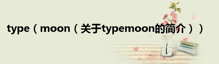 type（moon（关于typemoon的简介））