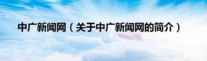 中广新闻网（关于中广新闻网的简介）