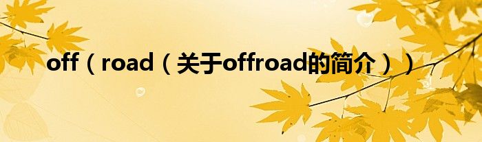 off（road（关于offroad的简介））