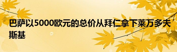 巴萨以5000欧元的总价从拜仁拿下莱万多夫斯基