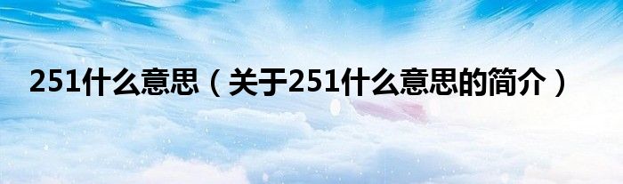 251什么意思（关于251什么意思的简介）