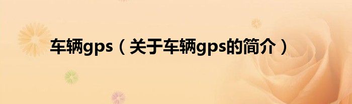 车辆gps（关于车辆gps的简介）