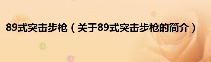 89式突击步枪（关于89式突击步枪的简介）