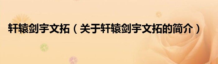 轩辕剑宇文拓（关于轩辕剑宇文拓的简介）