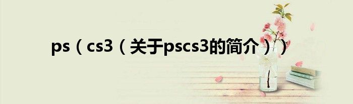 ps（cs3（关于pscs3的简介））