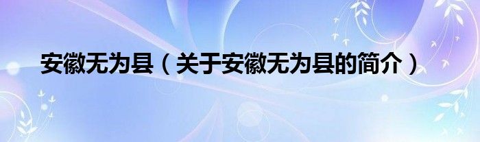 安徽无为县（关于安徽无为县的简介）