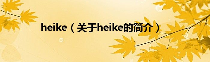 heike（关于heike的简介）