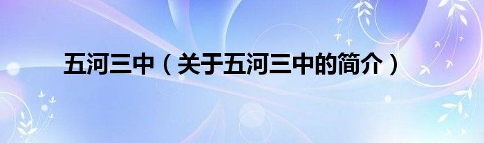 五河三中（关于五河三中的简介）