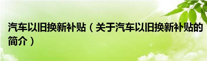 汽车以旧换新补贴（关于汽车以旧换新补贴的简介）