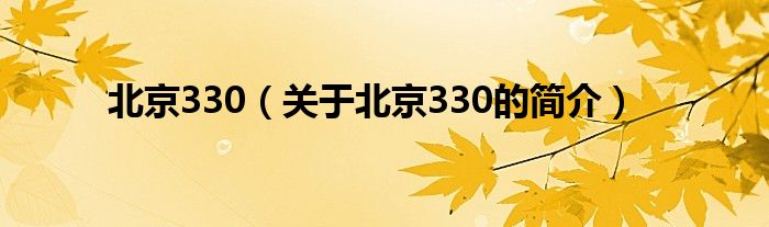 北京330（关于北京330的简介）