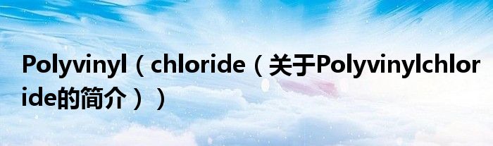 Polyvinyl（chloride（关于Polyvinylchloride的简介））