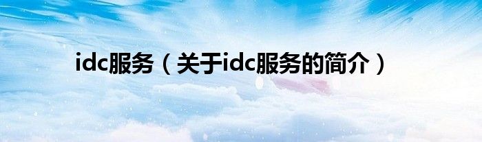 idc服务（关于idc服务的简介）