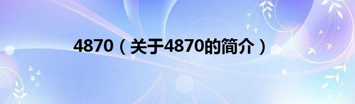 4870（关于4870的简介）