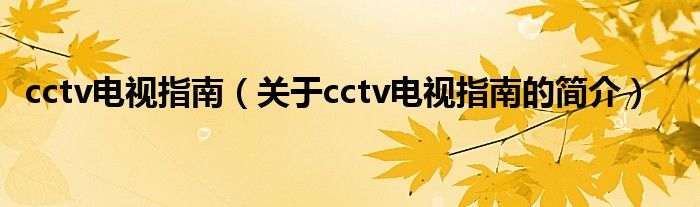 cctv电视指南（关于cctv电视指南的简介）