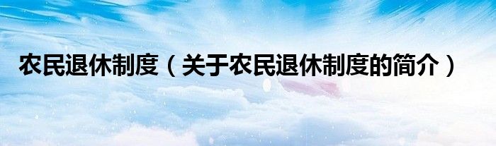 农民退休制度（关于农民退休制度的简介）