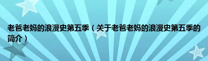 老爸老妈的浪漫史第五季（关于老爸老妈的浪漫史第五季的简介）