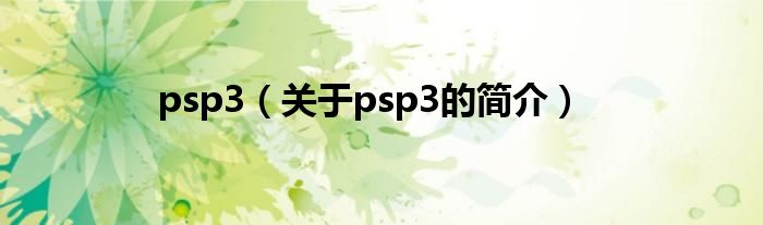 psp3（关于psp3的简介）