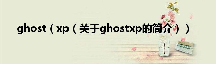 ghost（xp（关于ghostxp的简介））