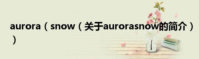 aurora（snow（关于aurorasnow的简介））