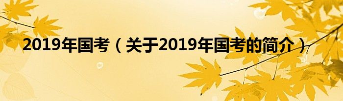 2019年国考（关于2019年国考的简介）