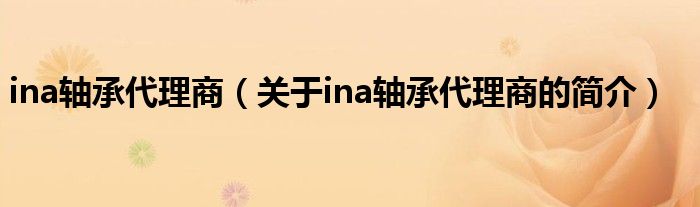 ina轴承代理商（关于ina轴承代理商的简介）