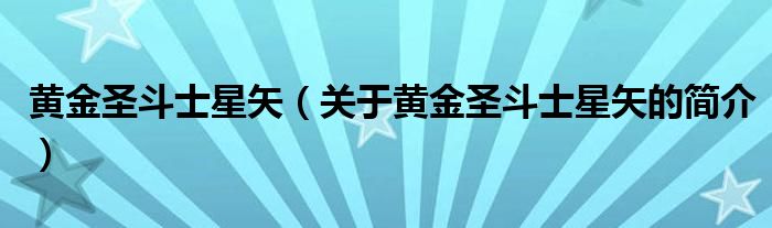 黄金圣斗士星矢（关于黄金圣斗士星矢的简介）