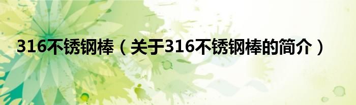 316不锈钢棒（关于316不锈钢棒的简介）