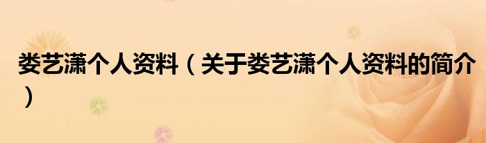 娄艺潇个人资料（关于娄艺潇个人资料的简介）