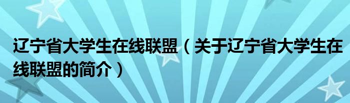 辽宁省大学生在线联盟（关于辽宁省大学生在线联盟的简介）