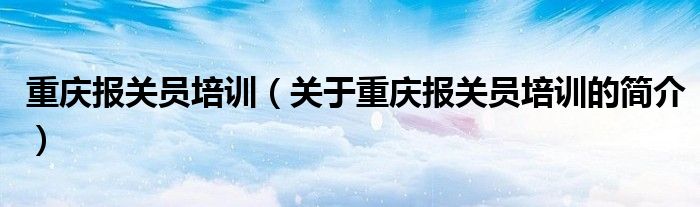 重庆报关员培训（关于重庆报关员培训的简介）