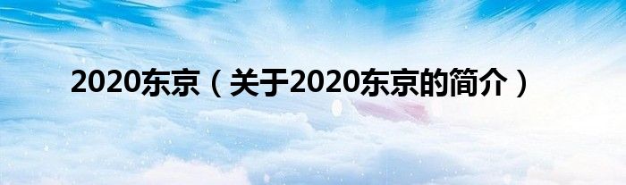 2020东京（关于2020东京的简介）