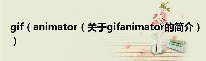 gif（animator（关于gifanimator的简介））