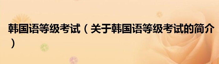 韩国语等级考试（关于韩国语等级考试的简介）