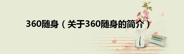 360随身（关于360随身的简介）