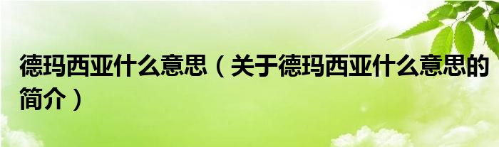 德玛西亚什么意思（关于德玛西亚什么意思的简介）