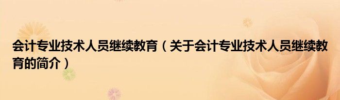 会计专业技术人员继续教育（关于会计专业技术人员继续教育的简介）