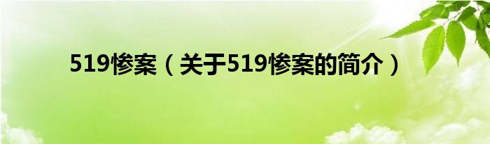 519惨案（关于519惨案的简介）